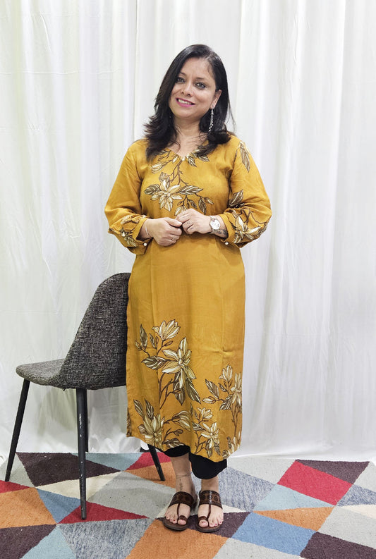 Mustard color Muslin Kurti