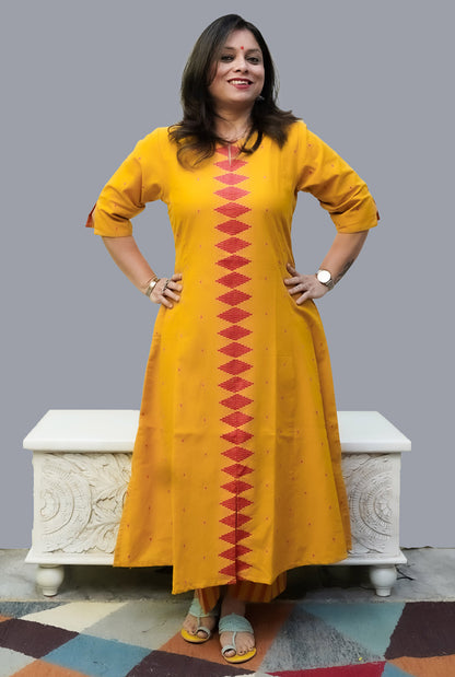 Nazakat South Cotton Yellow Kurti Pant Set