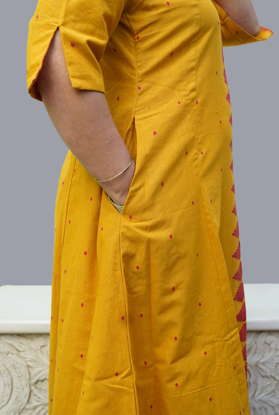 Nazakat South Cotton Yellow Kurti Pant Set